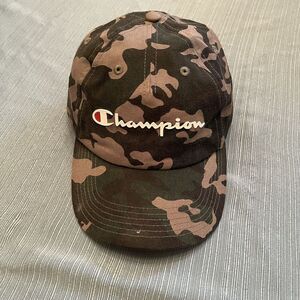 Champion‎ Adjustable Baseball Cap Dad Hat Camouflage Camo Olive/Black Embossed